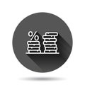 Coins stack icon in flat style. Dollar coin vector illustration on black round background with long shadow effect. Money stacked Royalty Free Stock Photo