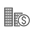 Coins Stack Thin Line Vector Icon