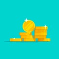 Coins stack vector, coin money stacked icon, golden penny cash Royalty Free Stock Photo