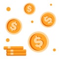Coins stack vector illustration, golden penny cash pile, treasure heap isolated Royalty Free Stock Photo