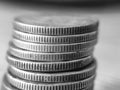 Coins stacked ontop of eachother Royalty Free Stock Photo