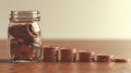 The jar with coins stack.AI generated image Royalty Free Stock Photo