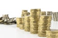 Coins stacks on white background