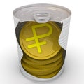 Coins in a tin Royalty Free Stock Photo