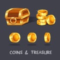 Coins and trasure game item icon design Royalty Free Stock Photo
