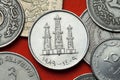 Coins of the United Arab Emirates. Oil derricks