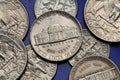 Coins of USA. Monticello US nickel Royalty Free Stock Photo