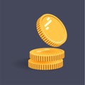 Coins vector icon illustration. Stack of coins with coin in front of it. Digital currency. Flat style gold coins Royalty Free Stock Photo