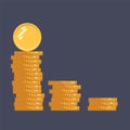 Coins vector icon illustration. Stack of coins with coin in front of it. Digital currency. Flat style gold coins isolated. Royalty Free Stock Photo