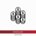 Coins vector icon in modern design style for web site and mobile app Royalty Free Stock Photo