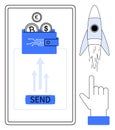 Digital Wallet Transfers with Cryptocurrency and Launch Concept for Financial Growth Royalty Free Stock Photo