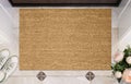 Coir Doormat before the door in apartments hall, product mock up Royalty Free Stock Photo