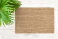 Coir doormat mockup palm leaves decoration Floral template Royalty Free Stock Photo