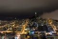 Coit Tower at Night in Fog Royalty Free Stock Photo