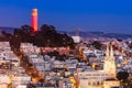 Coit Tower in Red and Gold Royalty Free Stock Photo
