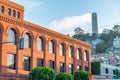 Coit Tower and Telegraph Hill neighborhood residential area in San Francisco, California, USA Royalty Free Stock Photo