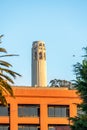Coit Tower and Telegraph Hill neighborhood residential area in San Francisco, California, USA Royalty Free Stock Photo