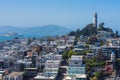 Coit Tower on Telegraph Hill from Russian Hill. San Francisco, California, USA. Royalty Free Stock Photo