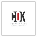 COK Initials Logo - Vector Logo Template for Initial Letters C, O and K Royalty Free Stock Photo