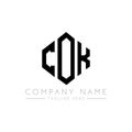COK letter logo design with polygon shape. COK polygon and cube shape logo design. COK hexagon vector logo template white and Royalty Free Stock Photo