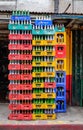 Coke bottles stacked in plastic container Royalty Free Stock Photo