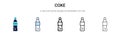 Coke icon in filled, thin line, outline and stroke style. Vector illustration of two colored and black coke vector icons designs
