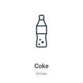 Coke outline vector icon. Thin line black coke icon, flat vector simple element illustration from editable drinks concept isolated