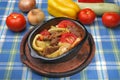 Coked pork meat with vegetables