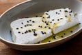 Cokelek or lor peyniri / Curd Cheese with olive oil and black cumin Royalty Free Stock Photo