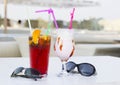 Coktails in the open air cafÃÂ© Royalty Free Stock Photo