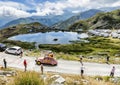 Cochonou Caravan in Alps - Tour de France 2015 Royalty Free Stock Photo