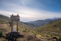 Wooden sign at Col de San Colombano in Corsica Royalty Free Stock Photo