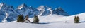 Col du Lautaret, winter view on the glaciers and mountain of La Meije. Hautes-Alpes, Ecrins National Park, Alps, France