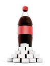 Cola bottle with lots of sugar cubes