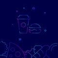 Cola, burger gradient line icon, vector illustration