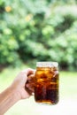 Cola cola sparkling water in a glass with ice Royalty Free Stock Photo