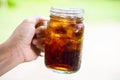 Cola cola sparkling water in a glass with ice Royalty Free Stock Photo