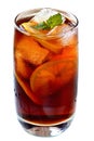Cola drink with ice cubes and sliced lemon in a highball glass Royalty Free Stock Photo