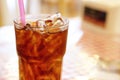 Cola in drinking glass with ice Royalty Free Stock Photo