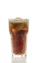 Cola glass with ice cubes on a white background Royalty Free Stock Photo