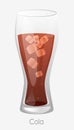 Cola ice glass. Red cola drink high glass highball with ice cubes. Royalty Free Stock Photo