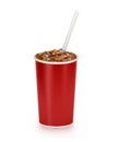 Cola with ice and straw in take away red cup Royalty Free Stock Photo