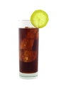 Cola with lime and ice cubes Royalty Free Stock Photo