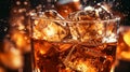 Cola Soda Glass with Ice Cubes Splash Texture. Ice Cubes With Cola Royalty Free Stock Photo