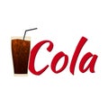 Cola Soft drink with ice. Vector flat illustration.