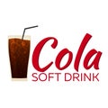 Cola Soft drink with ice. Vector flat illustration.