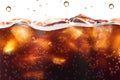 Cola Splashing background with soda bubble. Soft drink or Refreshment