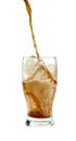 Cola water and ice cubes in glass transparent isolated on white background ,include clipping path Royalty Free Stock Photo