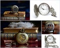 Colage of  pocket watch images Royalty Free Stock Photo