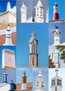 colage of portuguese chimneys Royalty Free Stock Photo